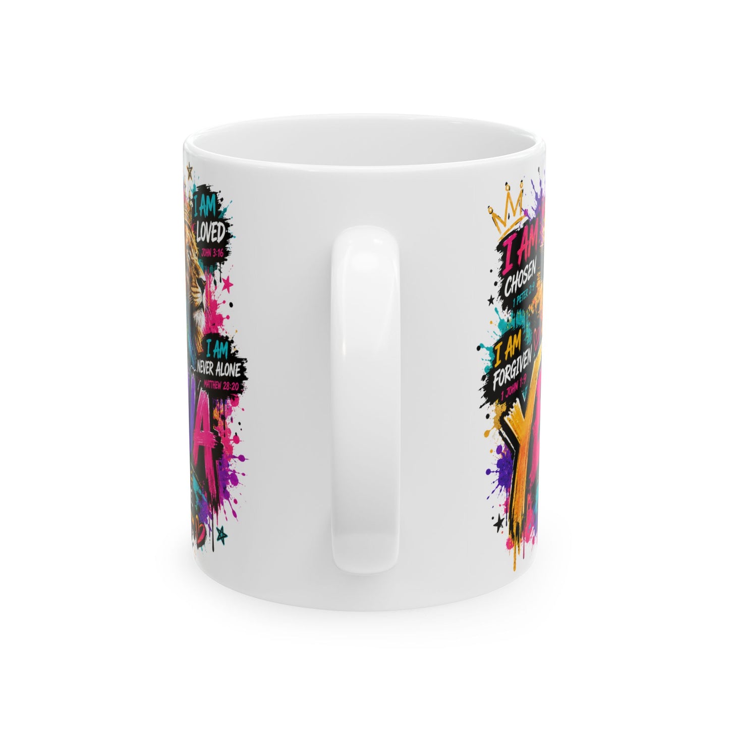 Yeshua Christian Mug Affirmation Lion Yes Mug | I Am Loved, Chosen, Forgiven Ceramic Mug
