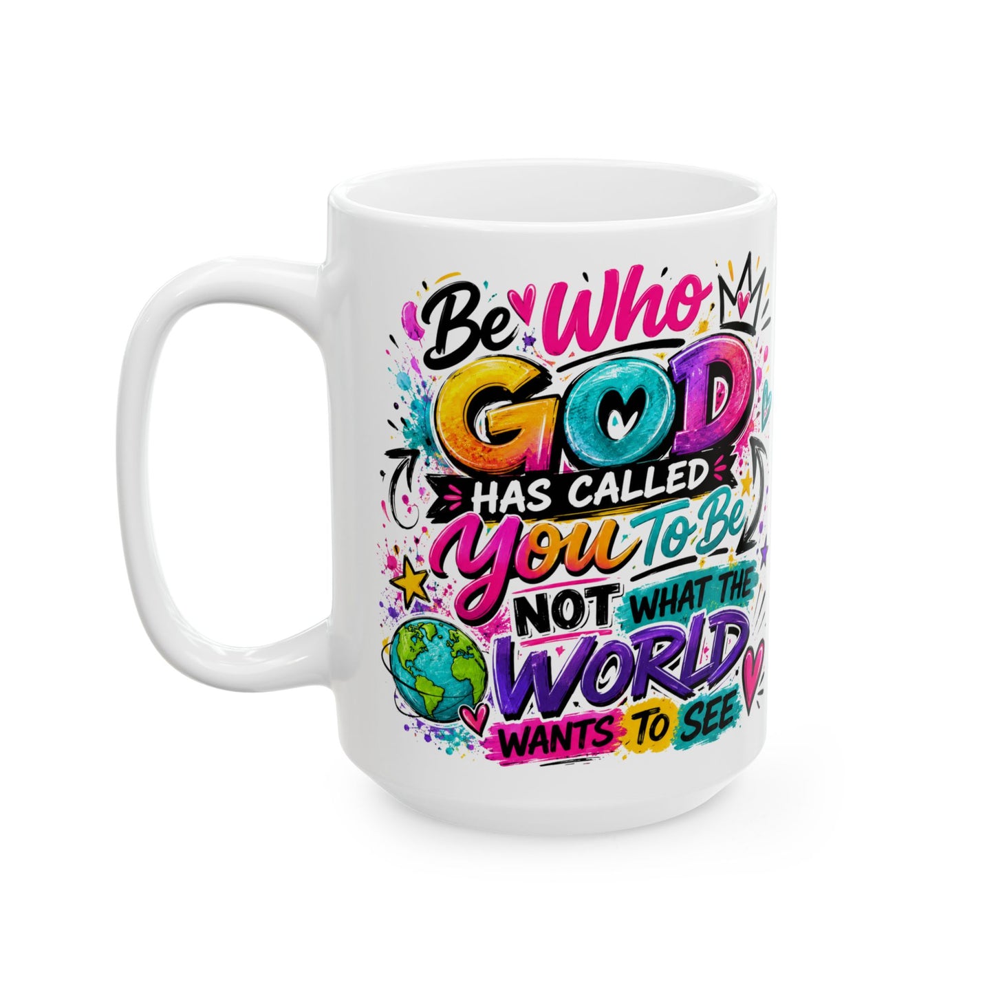 Be Kind to the World Mug | Colorful Positive Quote Ceramic Coffee Cup