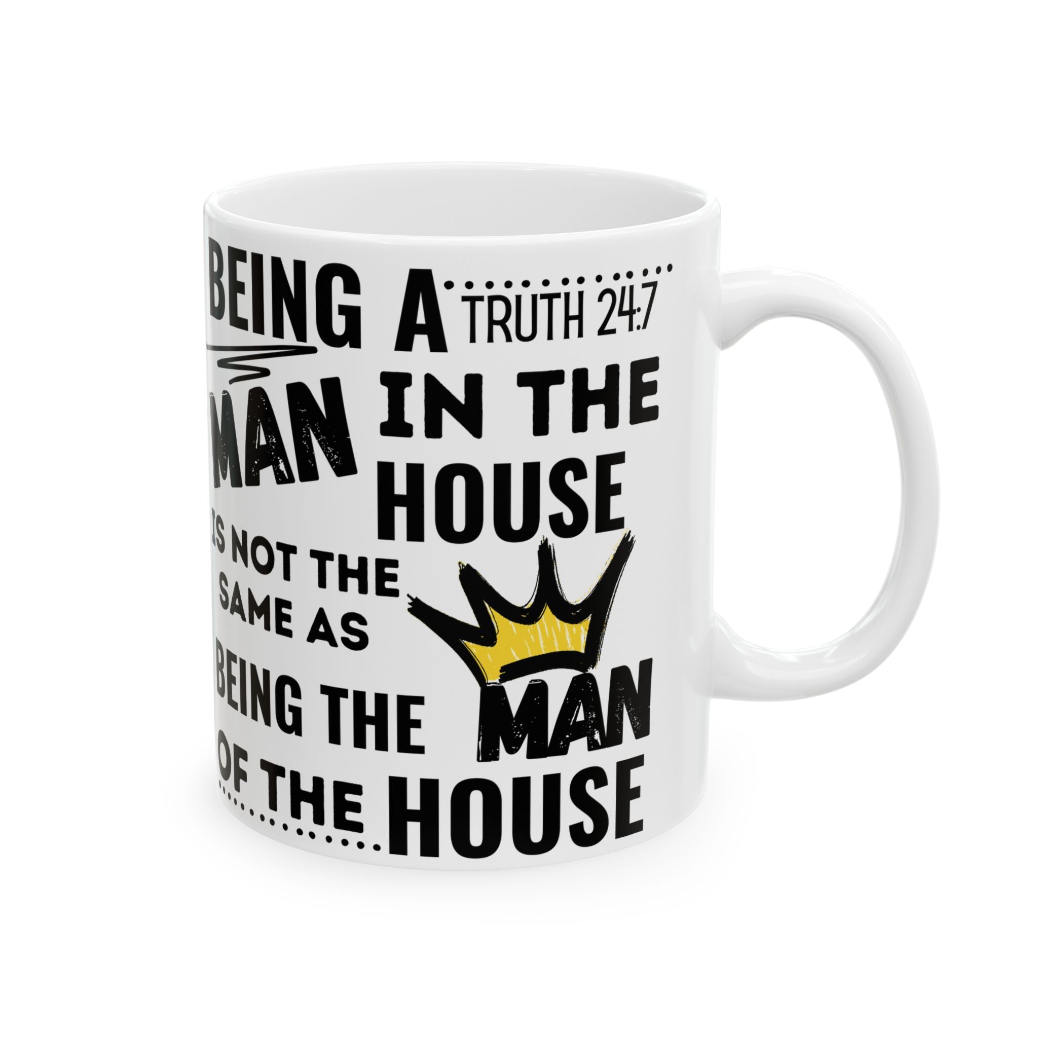 Being The Man Of The House Ceramic Mug — 11oz & 15oz Coffee Cup (King Crown Design)
