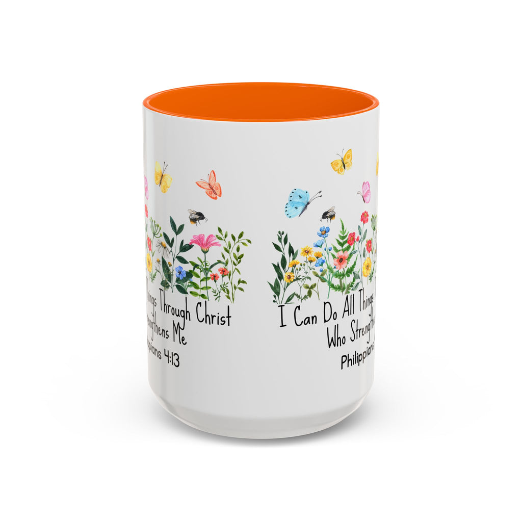 Inspirational Floral Coffee Mug — "I Can Do All Things Through Christ" Philippians 4:13
