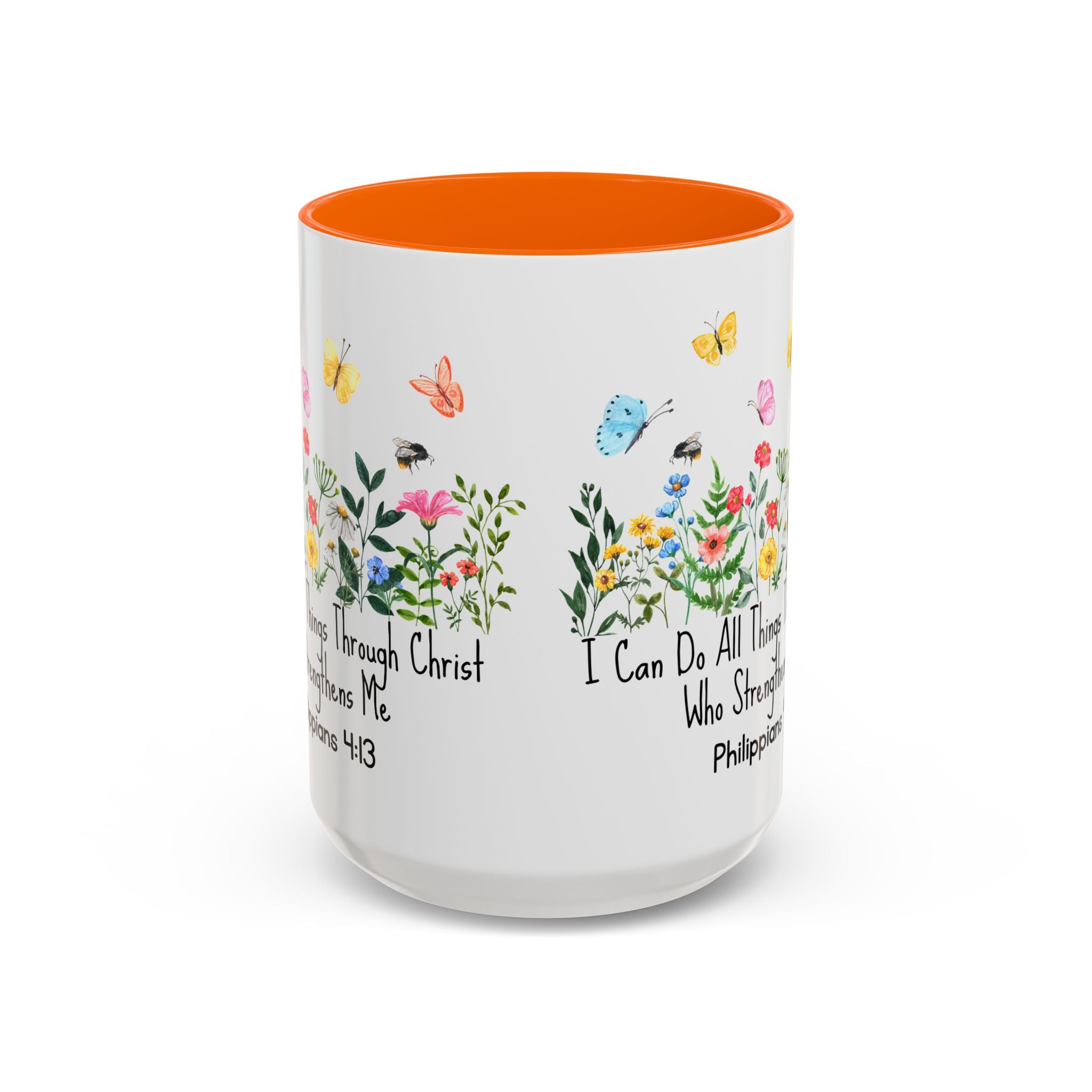 Inspirational Floral Coffee Mug — "I Can Do All Things Through Christ" Philippians 4:13