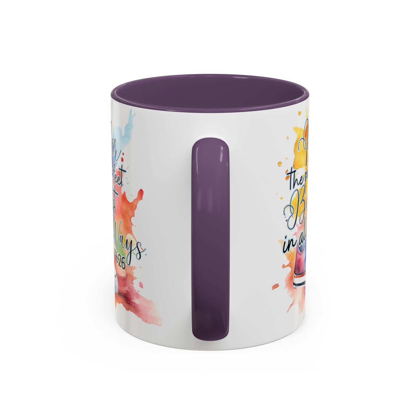 Accent Coffee Mug — Proverbs 4:26 'Ponder the Path of Your Feet' Watercolor Inspirational Mug