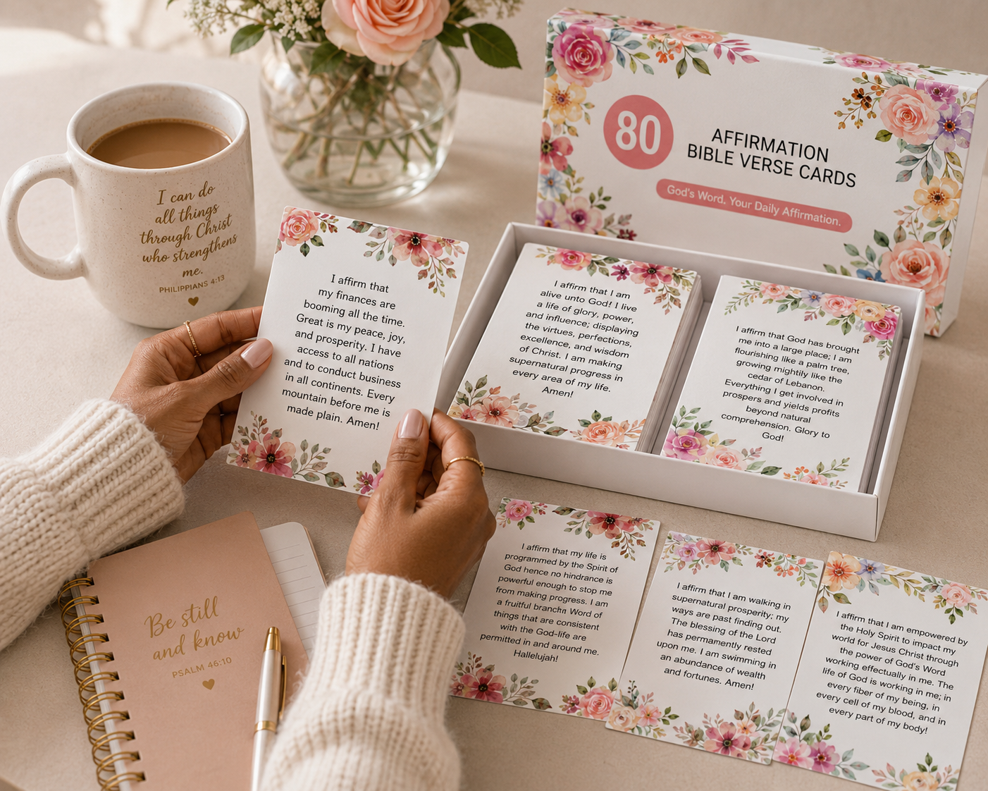 Scripture Cards | Christian Affirmation Prayer Cards Flower