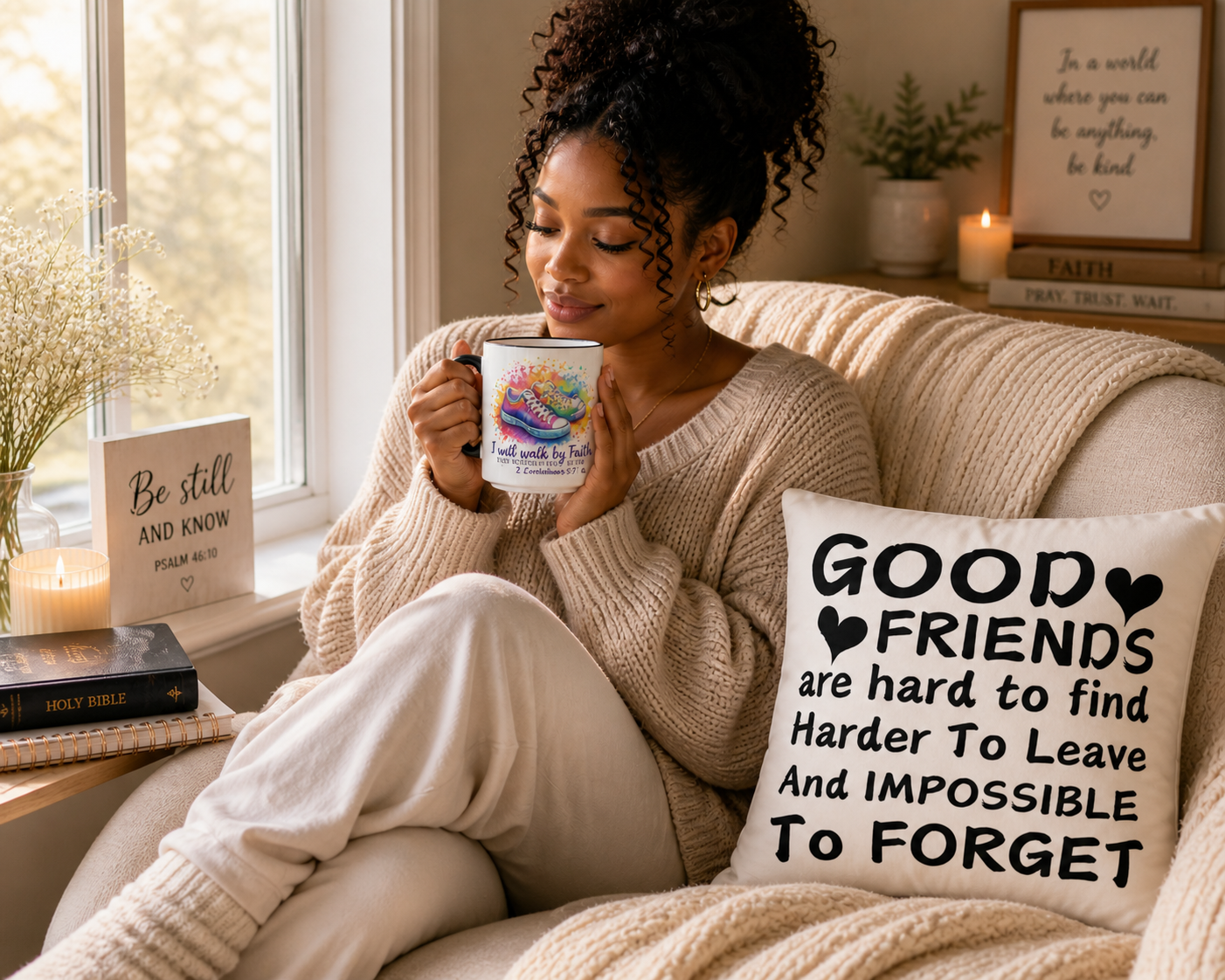 Good Friends Heart Quote Pillow | Friendship Throw Pillow, Black Script