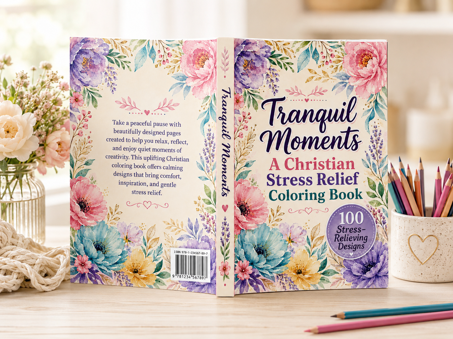 Tranquil Moments: A Christian Stress Relief Coloring Book for Adults