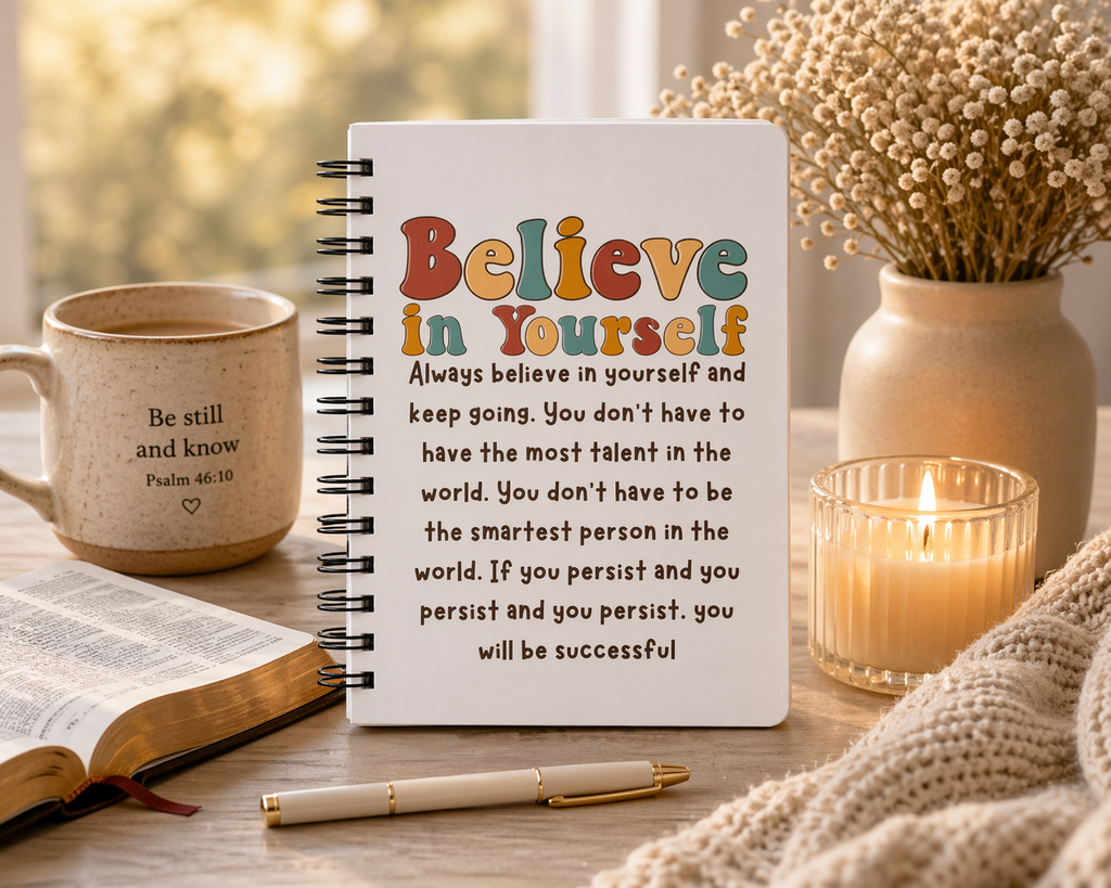 Believe in Yourself Spiral Journal | Motivational Quote Notebook