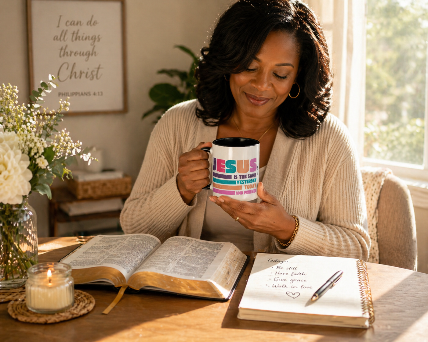 Jesus Is The Same Yesterday Today And Forever Accent Coffee Mug