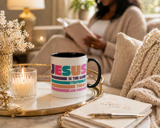 Jesus Is The Same Yesterday Today And Forever Accent Coffee Mug