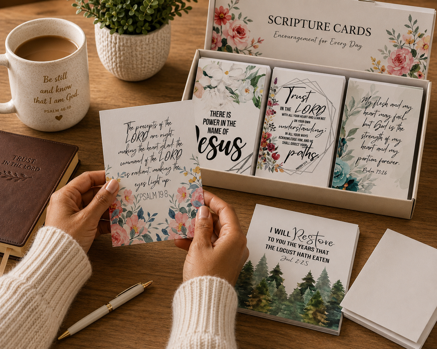 Scripture Card with Bible Verse &amp; Floral Design