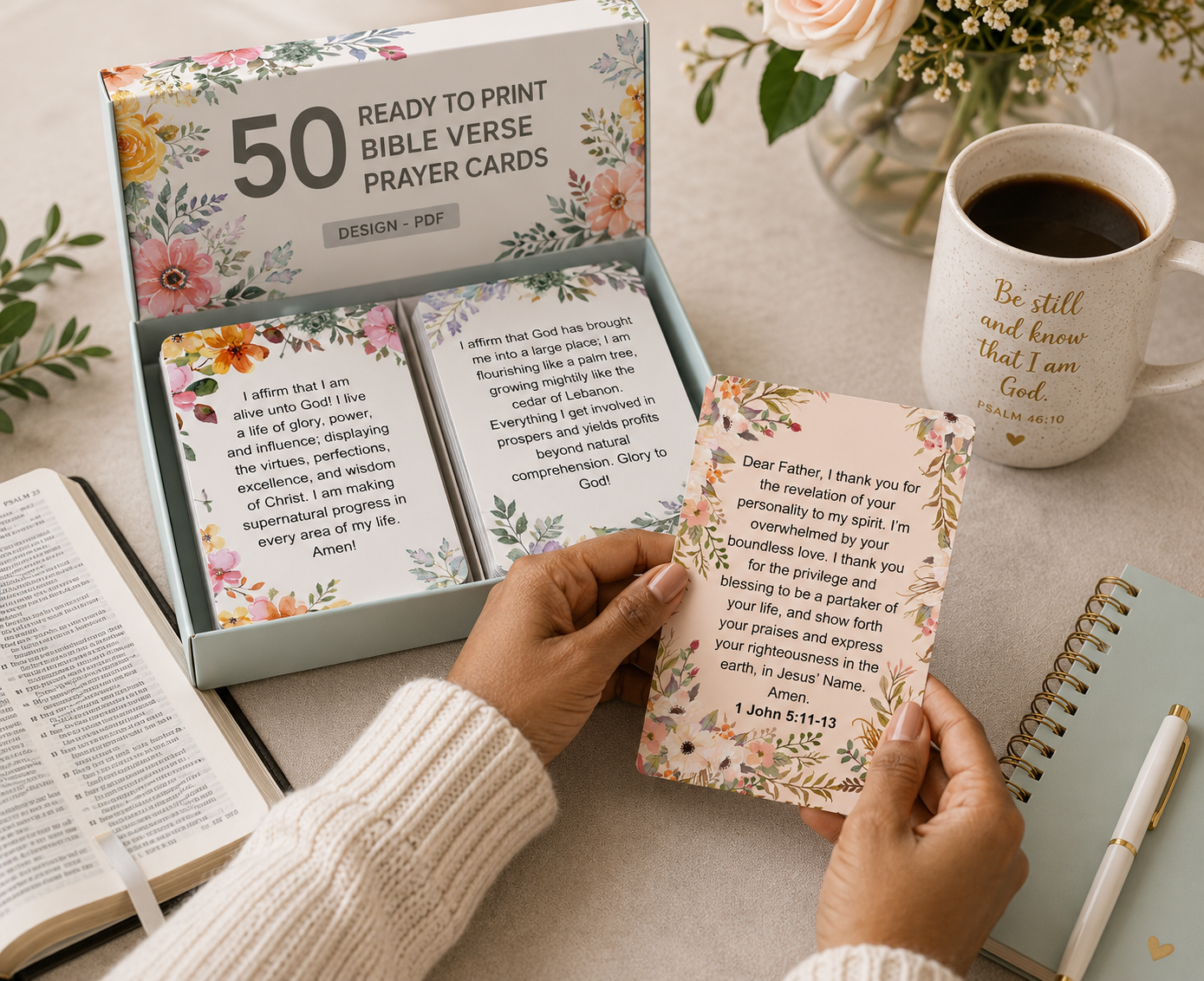 50 Printable Bible Verse Daily Prayer Cards Bundle