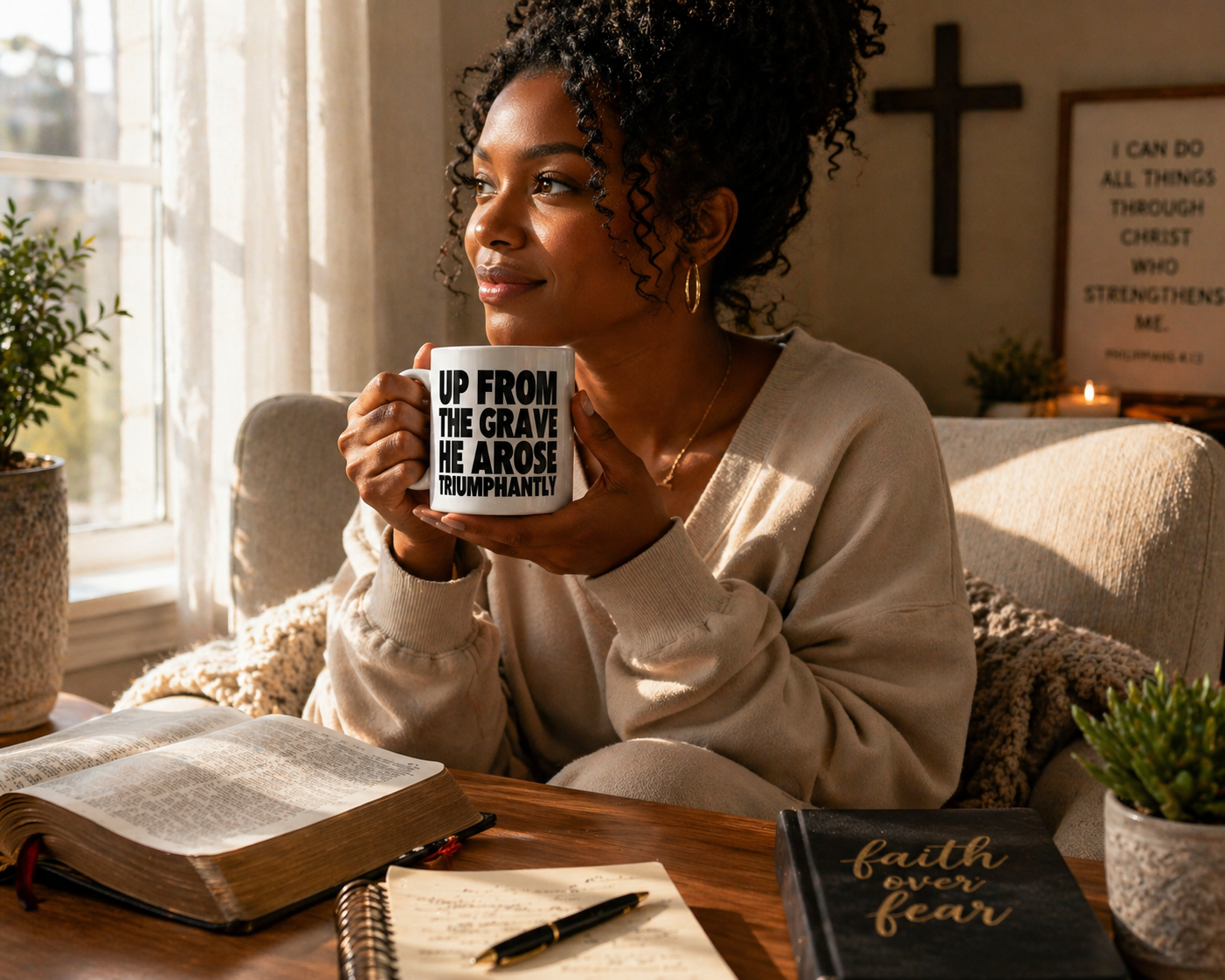 Christian Ceramic Mug - "Up From The Grave He Arose" 11oz/15oz