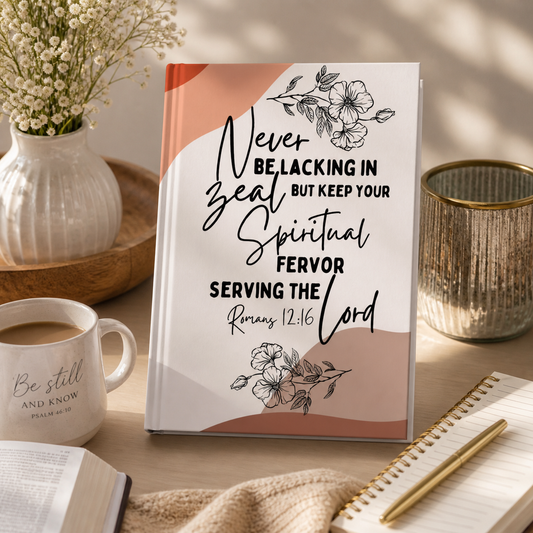 Spiritual Journal — "Never Be Lacking in Zeal" Bible Verse Hardcover
