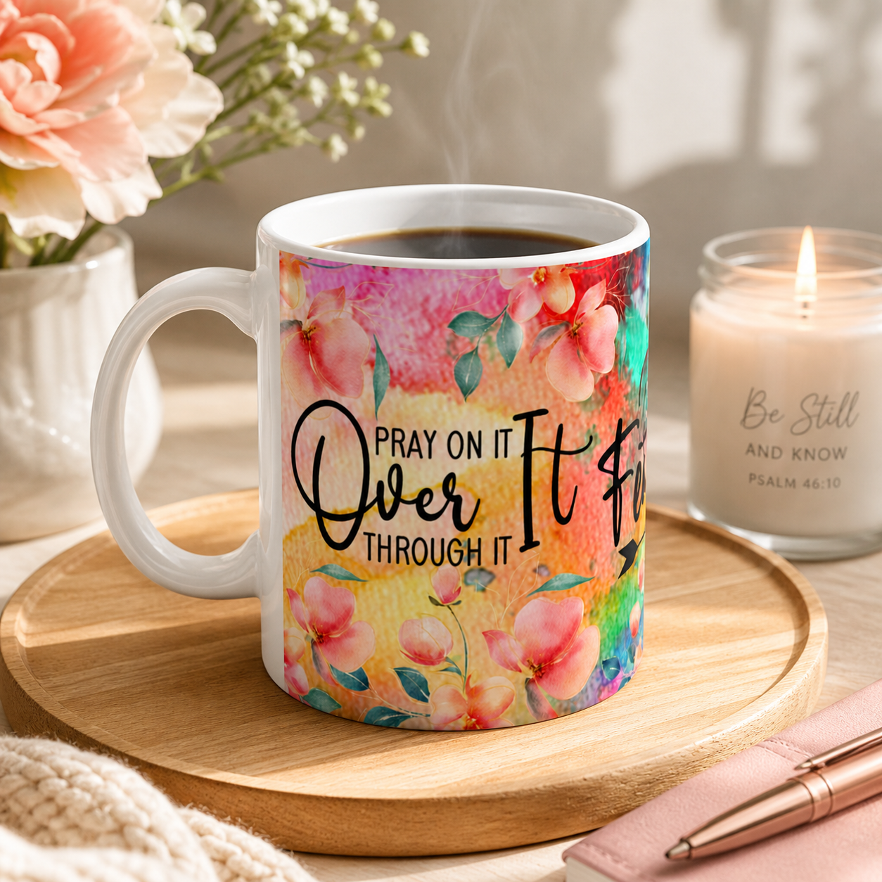 Be Fearless Floral Ceramic Mug — Inspirational Coffee Cup (11oz, 15oz)