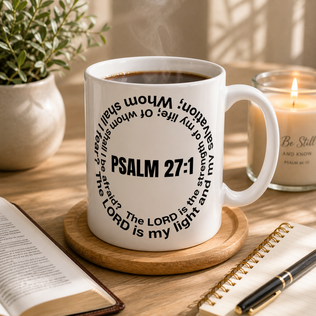 Psalm 27:1 Ceramic Mug – Inspirational Scripture Coffee Cup (11oz/15oz)