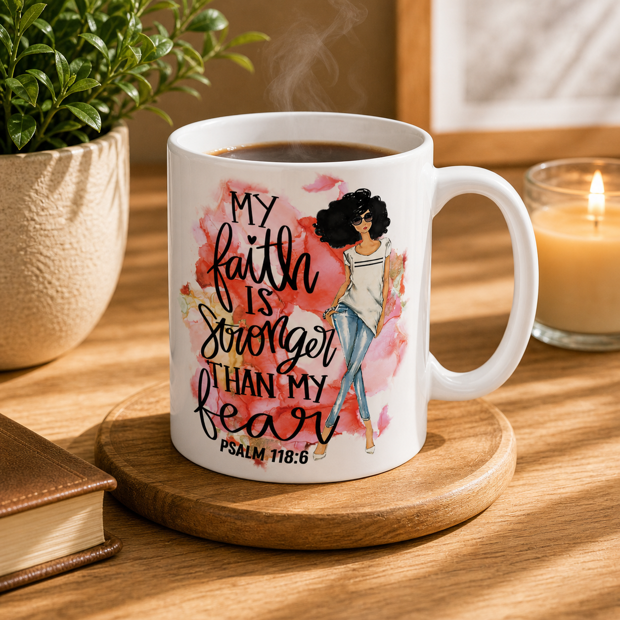 Inspirational Afro Chic Ceramic Mug — “My Kind of Beautiful” Floral Coffee Cup (11oz/15oz)