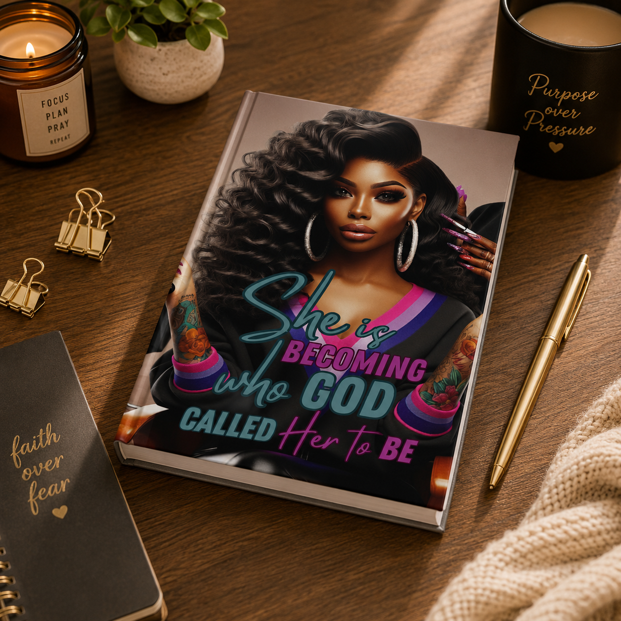 Hardcover Journal – "She Is Becoming" Inspirational Christian Notebook