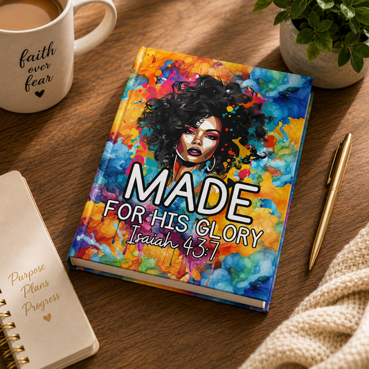 Made for His Glory Hardcover Journal — Isaiah 43:7 Inspirational Christian Notebook