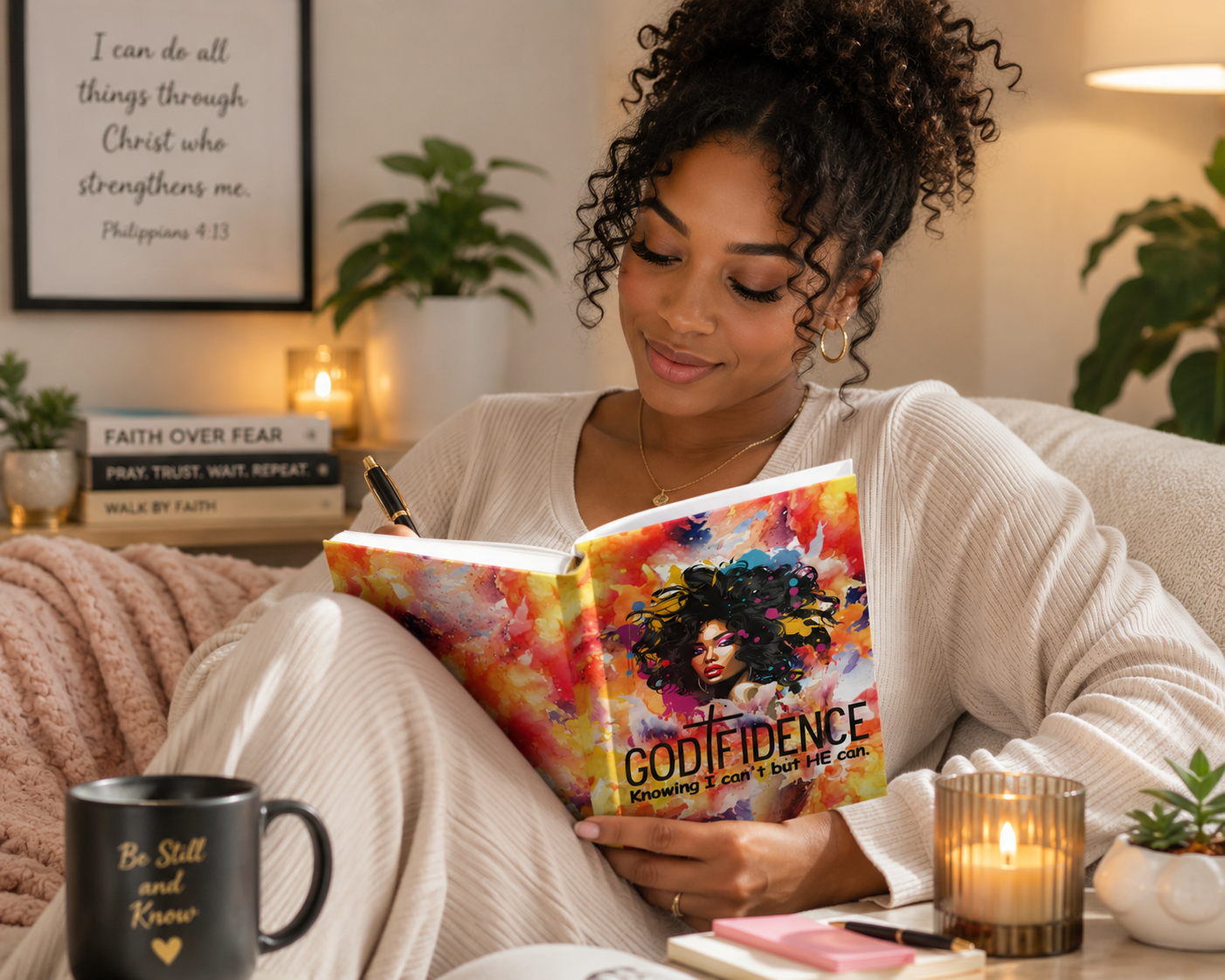 Godfidence Hardcover Journal — Inspirational Christian Faith Notebook (“Knowing I can’t but HE can”)