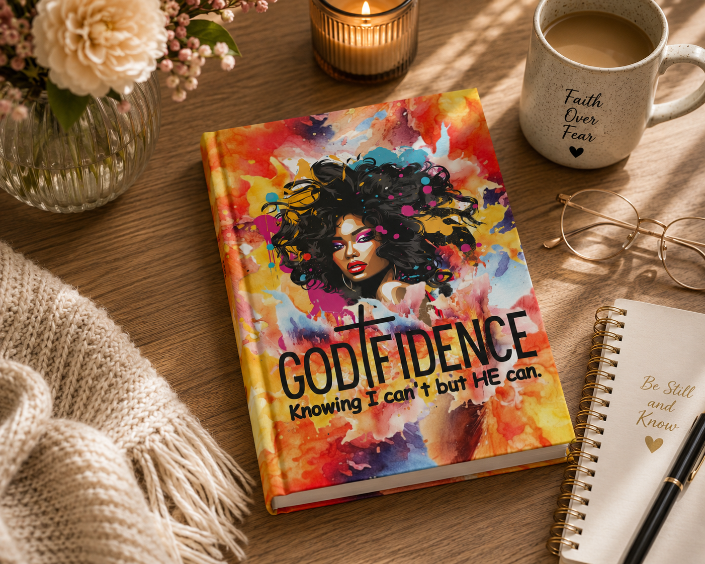 Godfidence Hardcover Journal — Inspirational Christian Faith Notebook (“Knowing I can’t but HE can”)