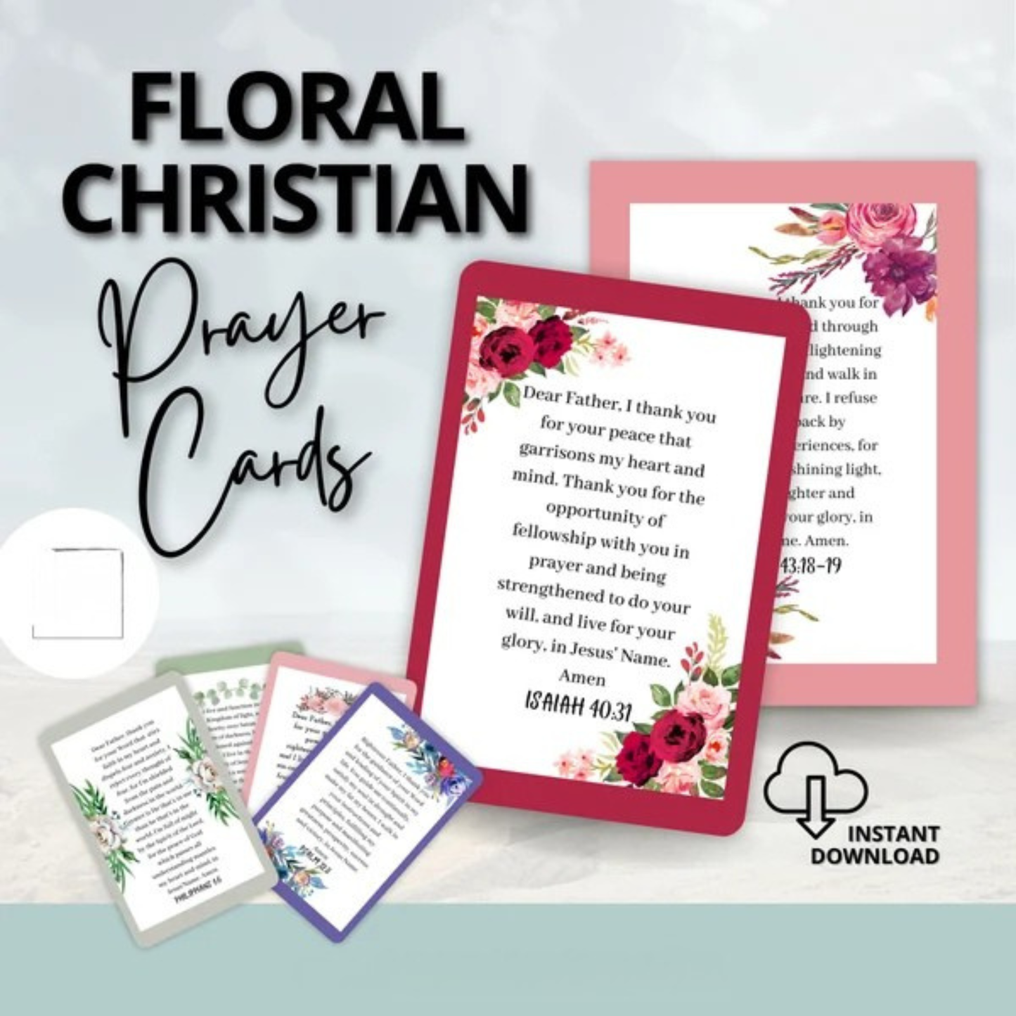 Christian Floral Prayer Cards