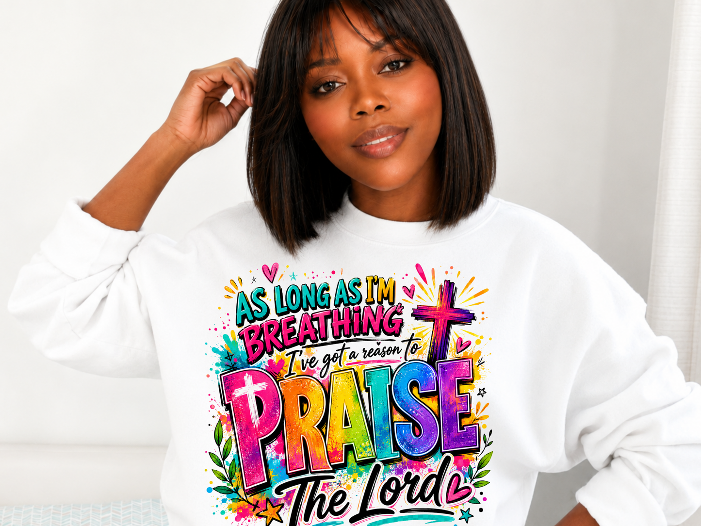 Christian Praise Png, Sublimation Design, As Long As I Live I Will Praise The Lord