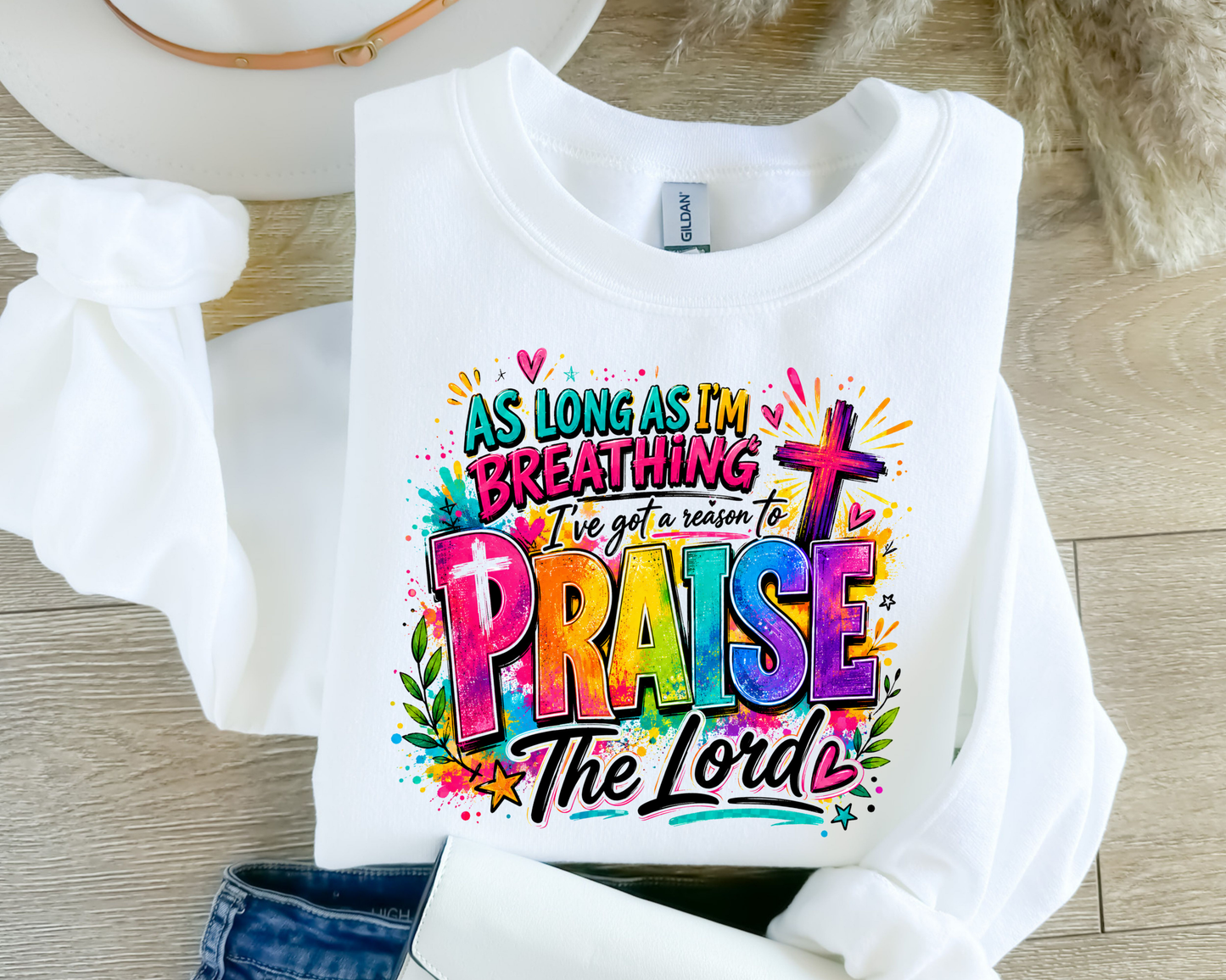 Christian Praise Png, Sublimation Design, As Long As I Live I Will Praise The Lord