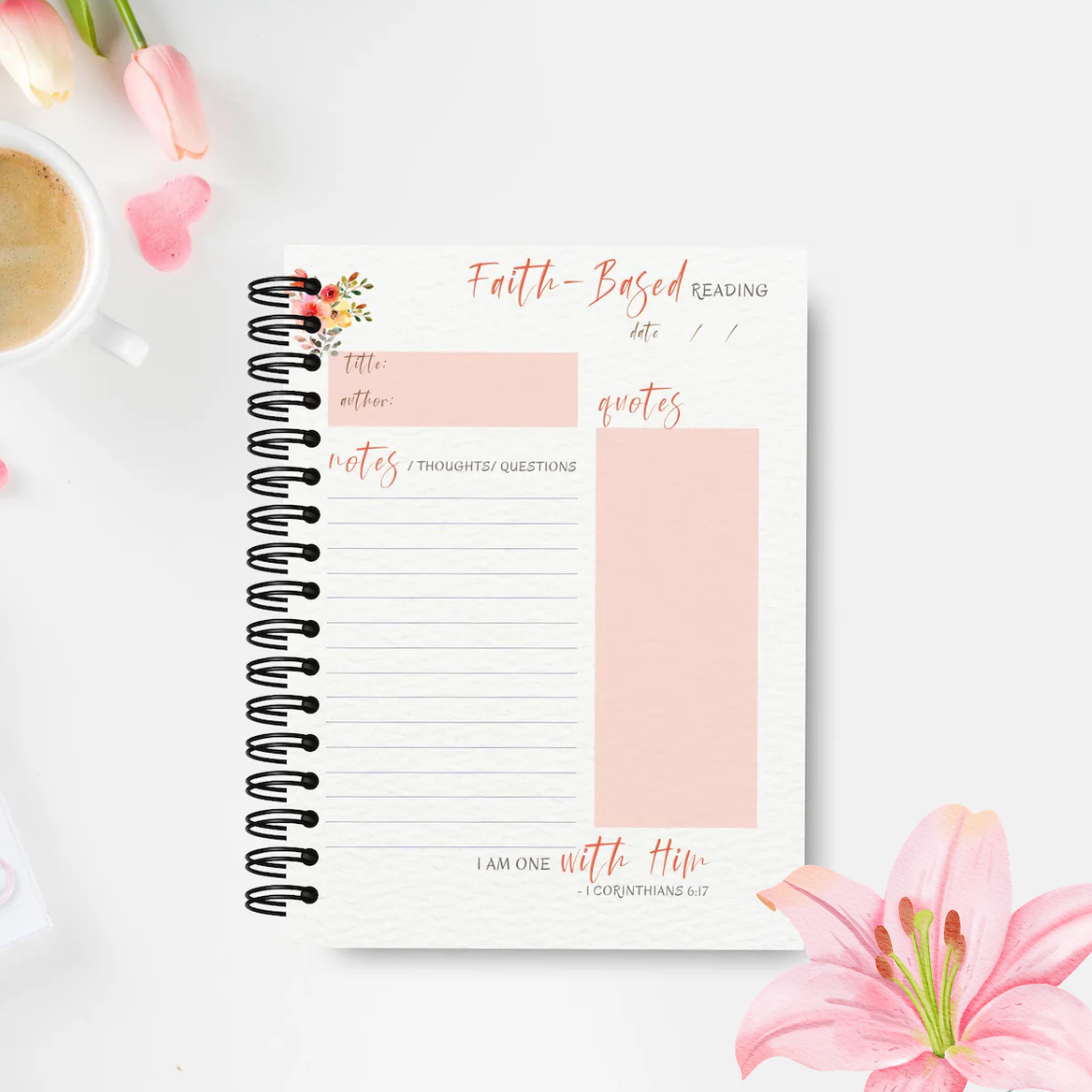 Daily Prayer Journal, Bible Study Gratitude Planner Devotional Faith-Based
