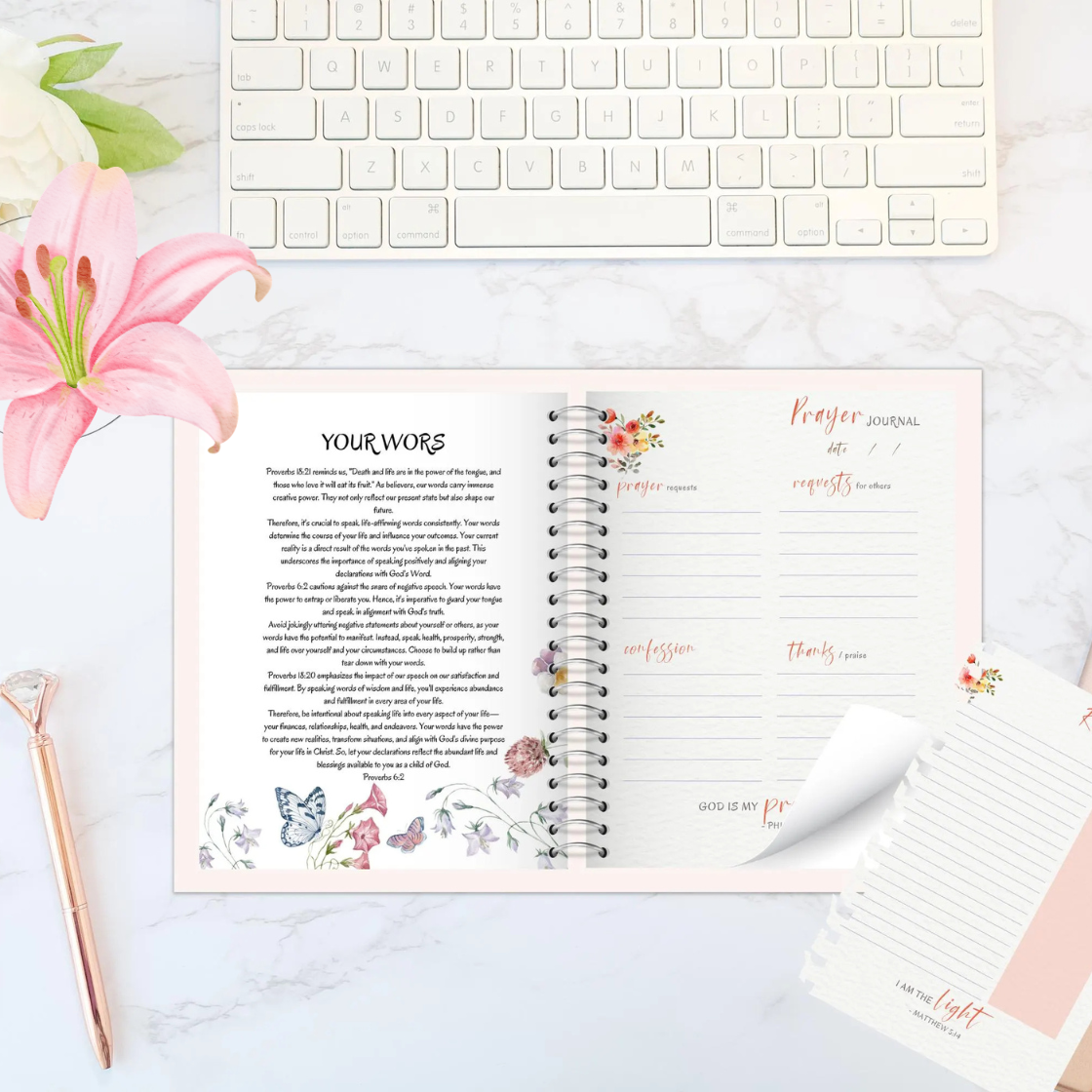 Daily Prayer Journal, Bible Study Gratitude Planner Devotional Faith-Based