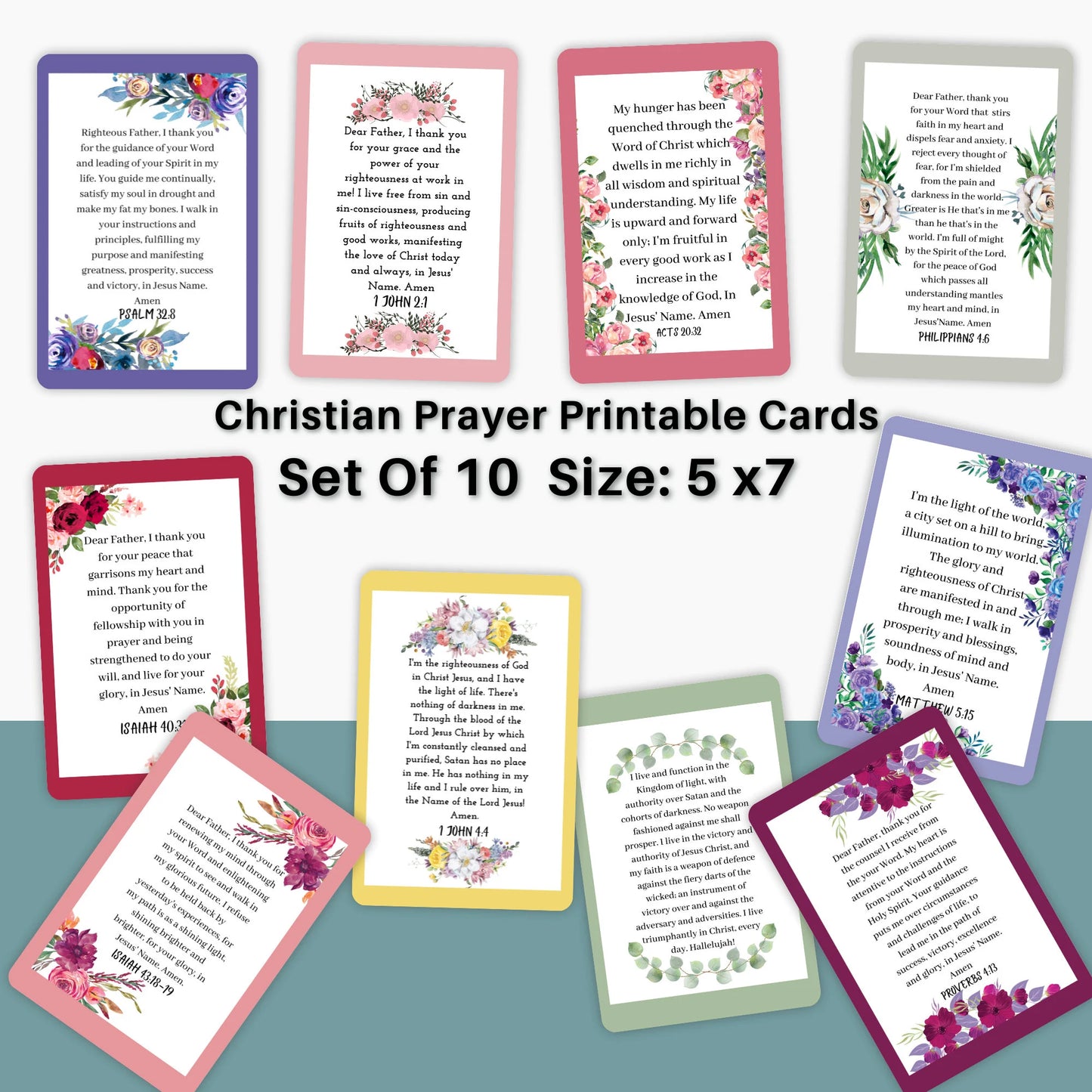 Christian Floral Prayer Cards