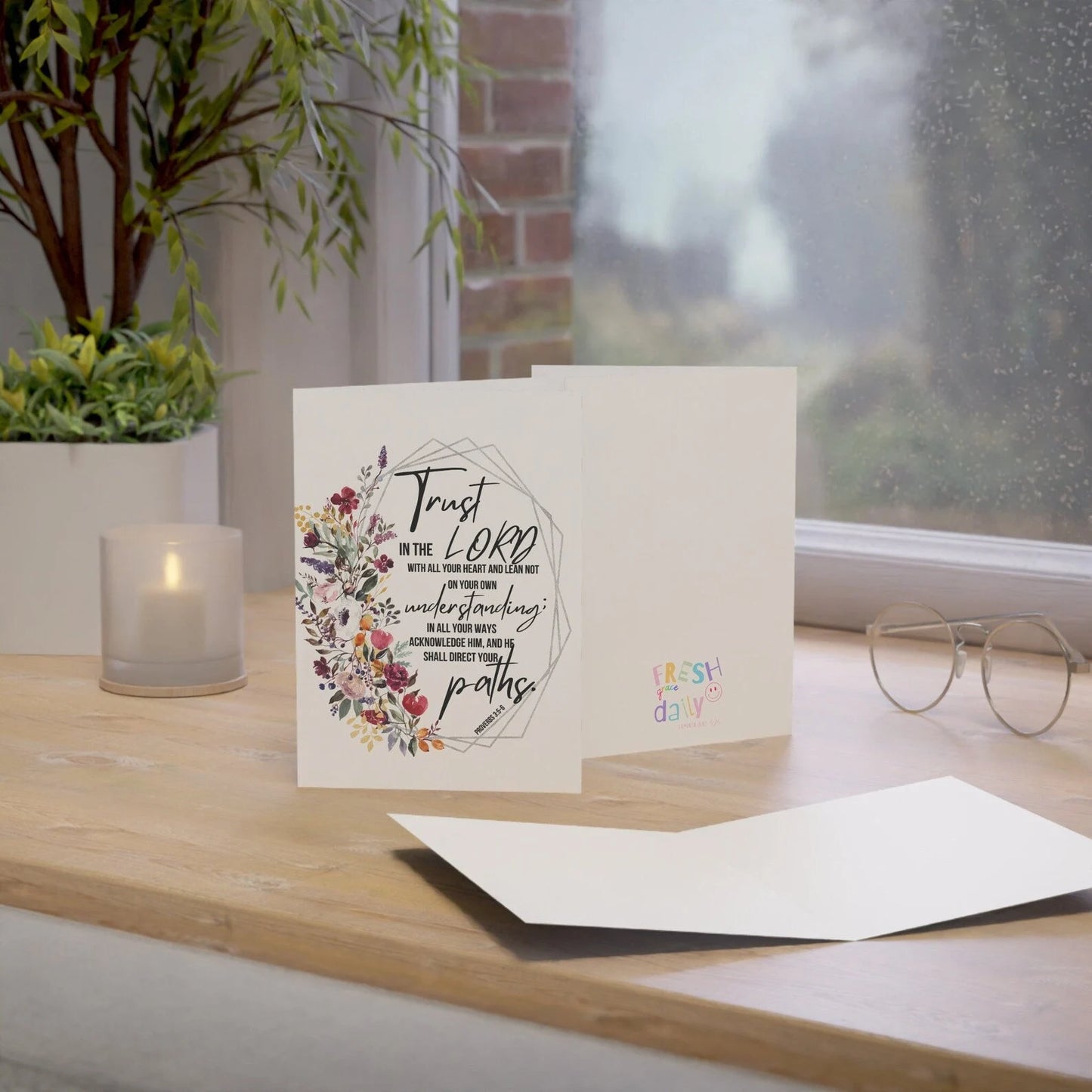 Scripture Card with Bible Verse &amp; Floral Design