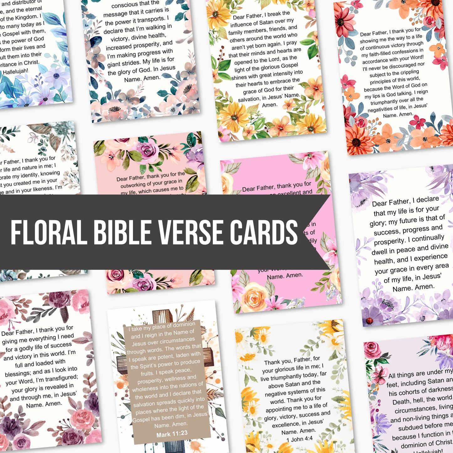 50 Printable Bible Verse Daily Prayer Cards Bundle